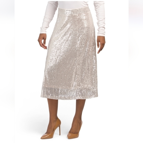 WDNY Champagne Sequin  Midi Skirt - Picture 1 of 17